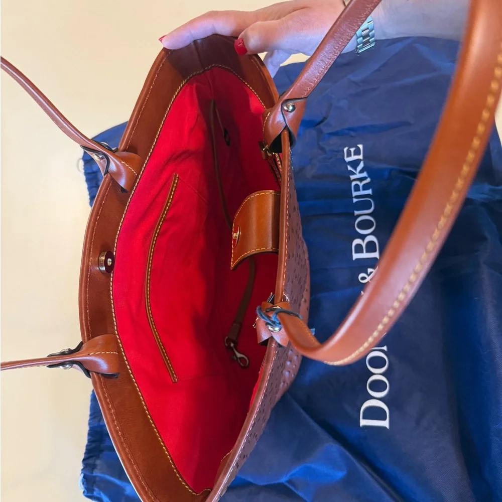 Dooney & Bourke Textured Brown Leather Bag - Picture 8 of 9